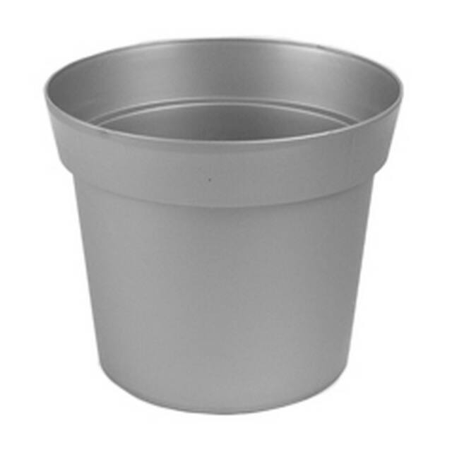 <h4>Plastic pot basic low ø11,2cm x h9,5cm zinc colour</h4>