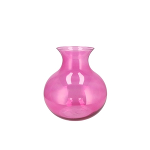 Mira Fuchsia Glass Cone Neck Sphere Vase 16x16x17cm