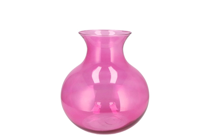 <h4>Mira Fuchsia Glass Cone Neck Sphere Vase 16x16x17cm</h4>