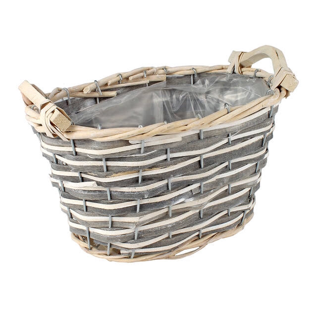Basket Baku chipwood 26x18,5x14cm grey
