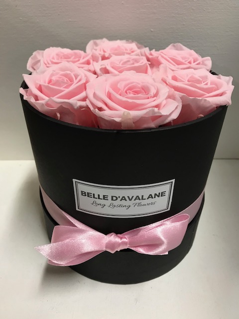 Flowerbox rd 15cm zwart/roze