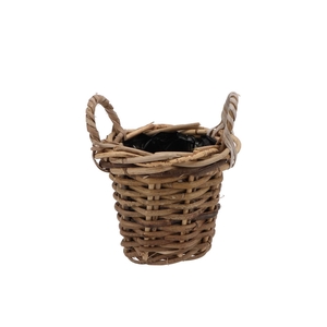 Rattan pot basket + handles 17x15cm