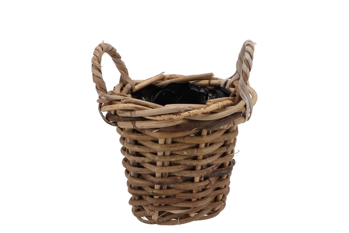 Rattan pot basket + handles 17x15cm