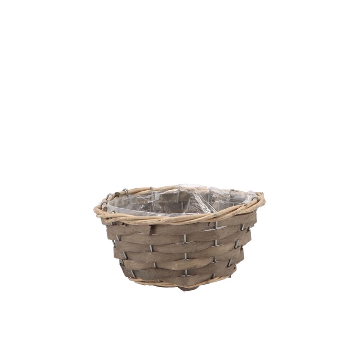 <h4>Wicker Bowl Basket Round Grey 16x8cm</h4>