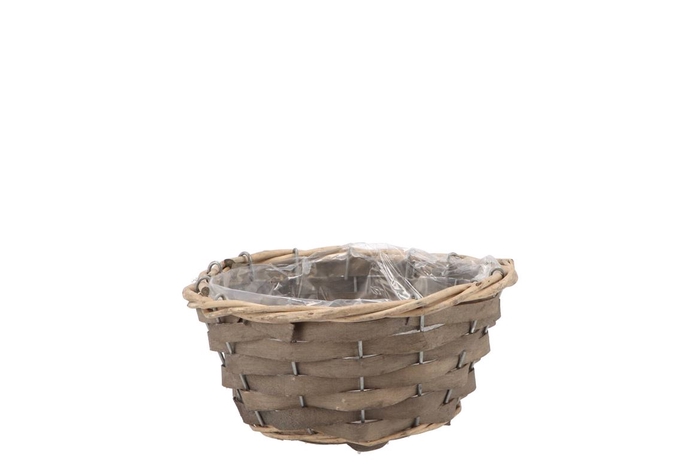 <h4>Wicker Bowl Basket Round Grey 16x8cm</h4>