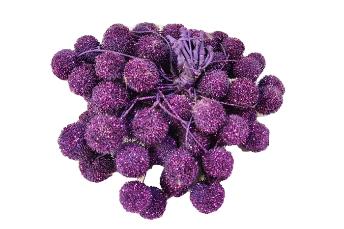 Small ball per bunch in poly purple + glitter