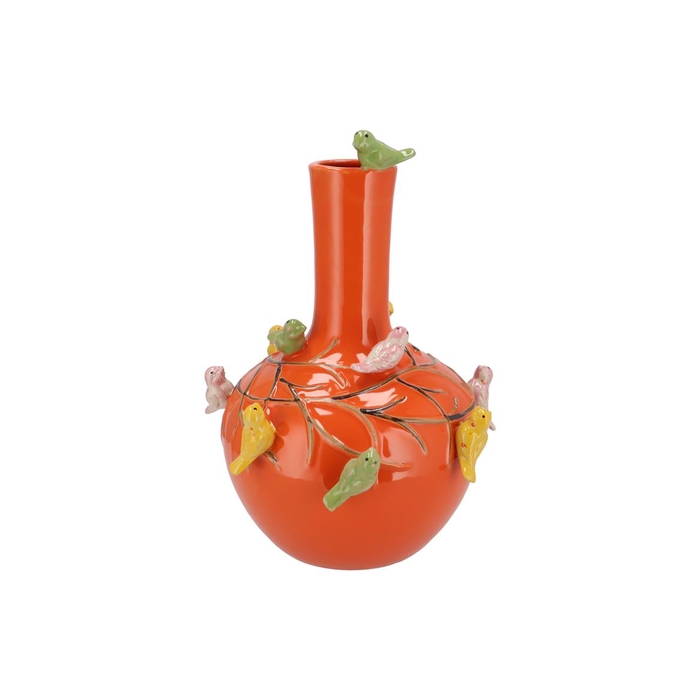 <h4>Bird Vase Orange Tube 26x33cm</h4>