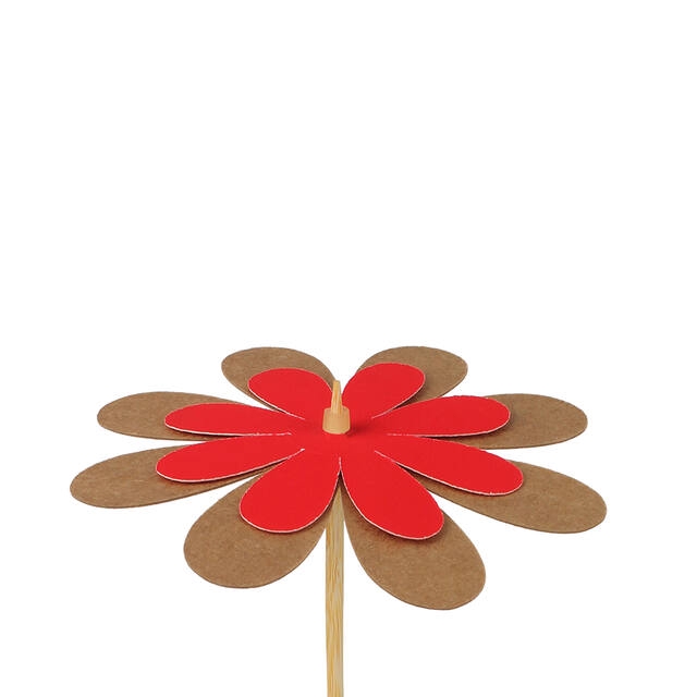 Bijsteker bloem kraft 8cm+50cm stok rood