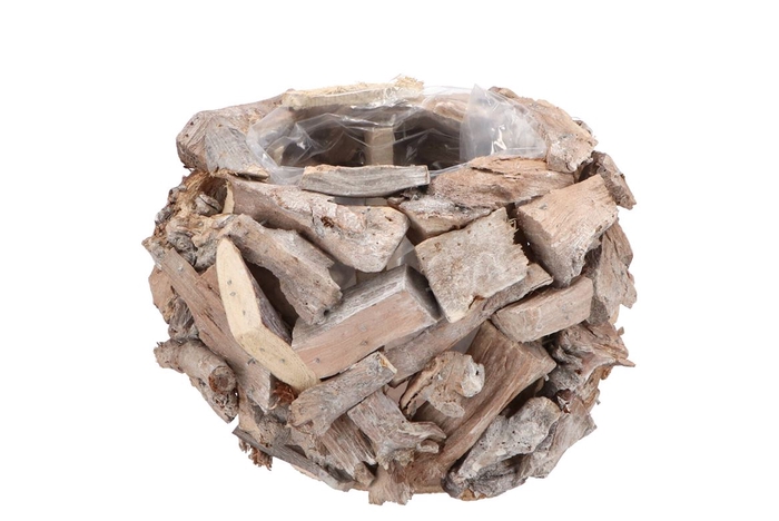 <h4>Driftwood Pot Wit 20x14cm</h4>
