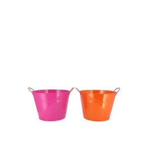 Zinc Basic Fuchsia/orange Ears Bucket 13x12cm