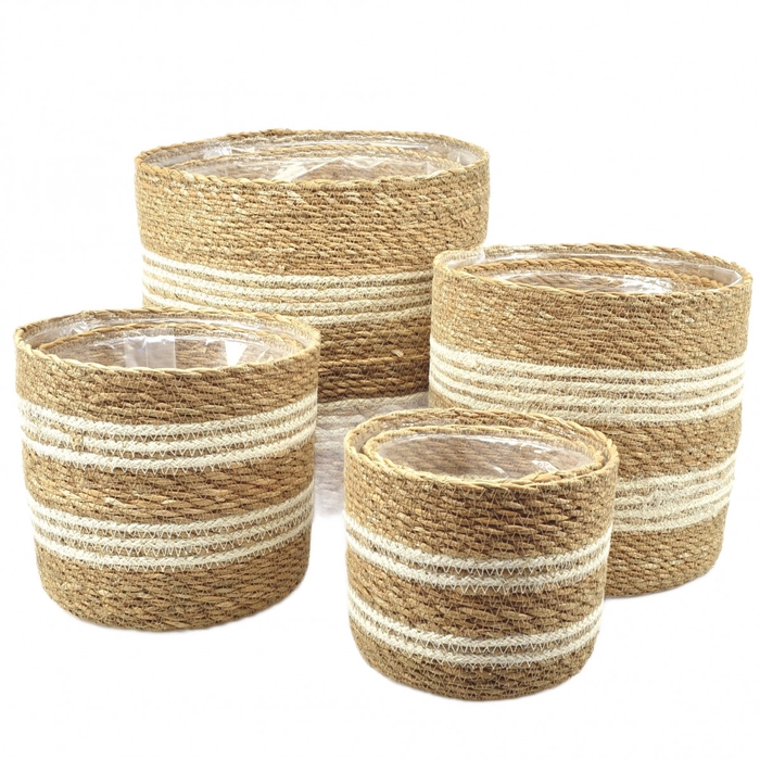 <h4>Basket sets Stripes pot S/4 d19*18cm</h4>