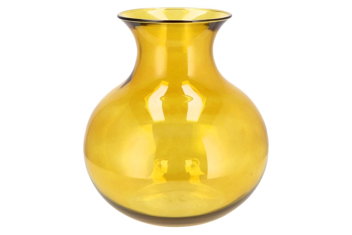 <h4>Mira Yellow Glass Cone Neck Sphere Vase 32x32x32cm</h4>