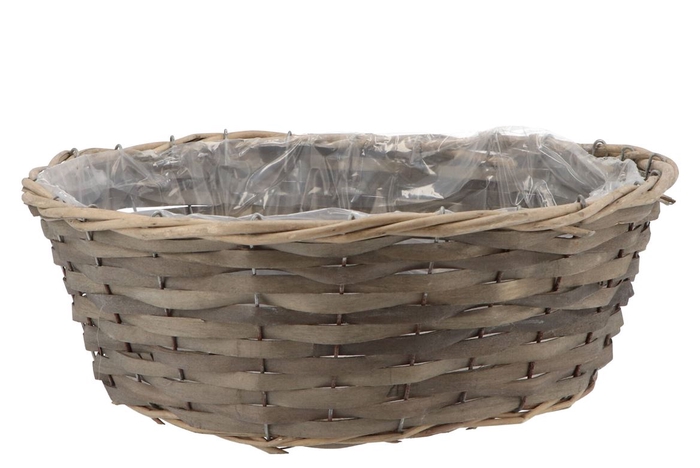 Wicker Bowl Basket Round Grey 40x14cm