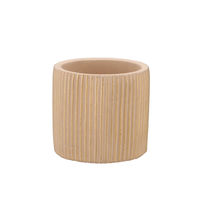 <h4>Stripes Sand Gold Cylinder Pot 9x8cm Nm</h4>