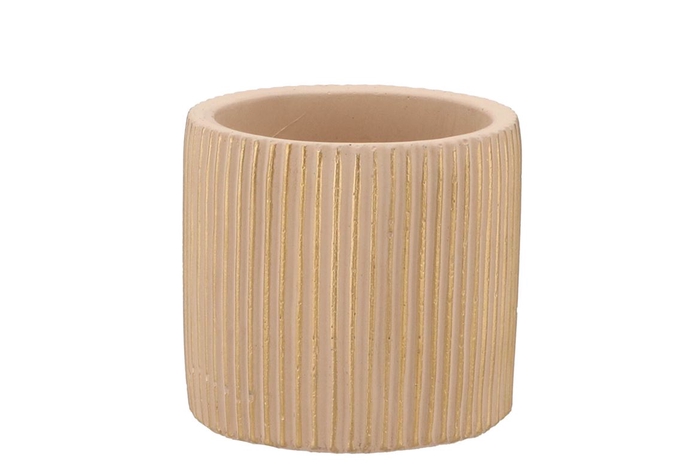 <h4>Stripes Sand Gold Cylinder Pot 9x8cm Nm</h4>