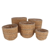 Seagrass Laos Straw Basket Natural Grey Stripe S/5 28x29cm