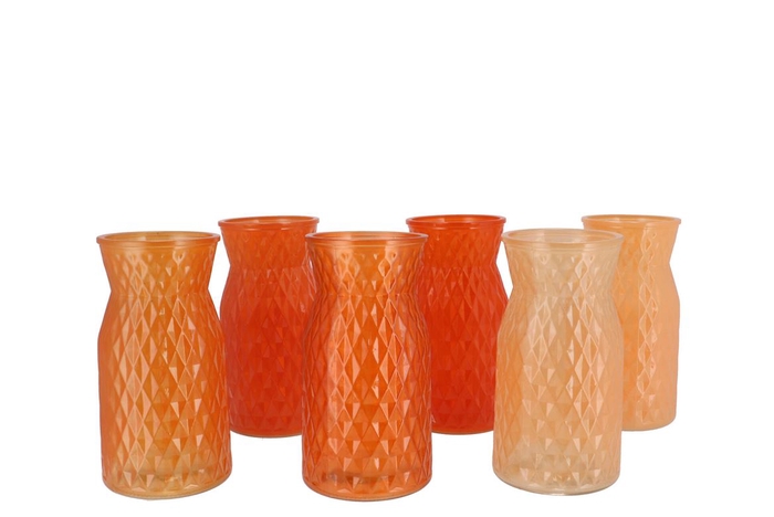 Diamond Orange Mix Vase Ass 12x16cm Nm