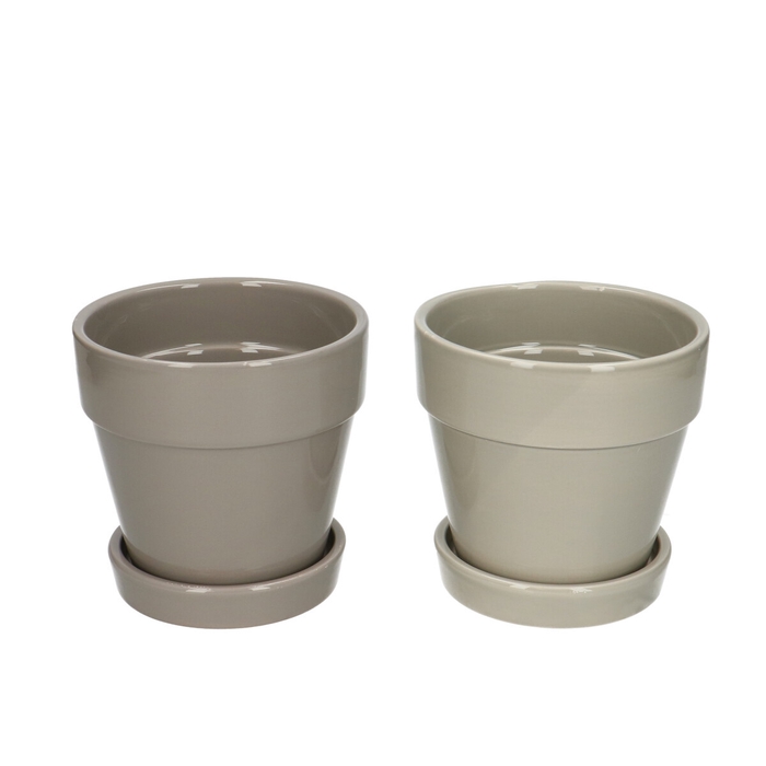 Ceramics Santi pot+dish d12*11.5cm