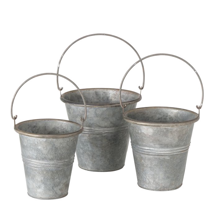Plant pot Jackson, Set 3,  H 14-16 cm zinc grey, 2031328, 4066076158355