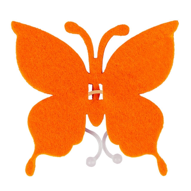 Butterfly felt 8x8,5cm + clip orange