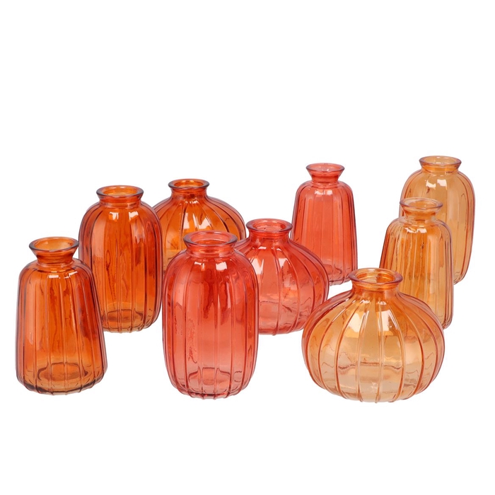 <h4>Dayah Coral Sunset Glass Bottle S/3 7x11cm</h4>