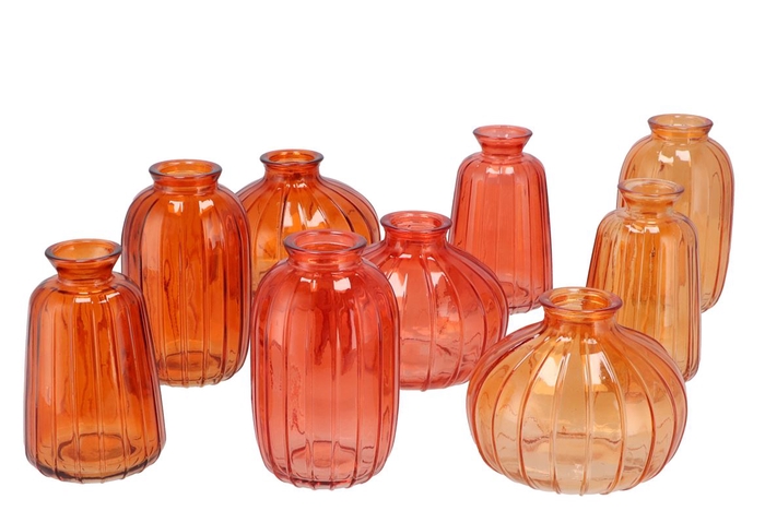 <h4>Dayah Coral Sunset Glass Bottle S/3 7x11cm</h4>