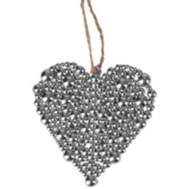 Hanger hart bubbles 7x8cm + 16cm touw zilver