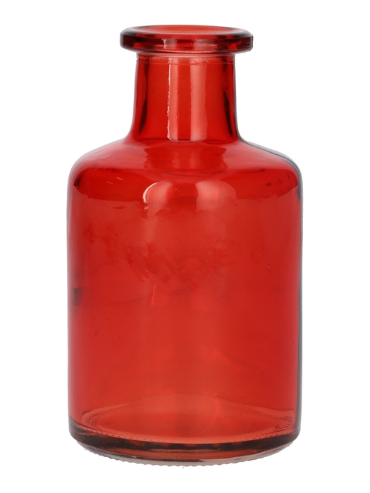 <h4>DF02-666114200 - Bottle Caro9 d3.8/6.8xh11.8 cherry red transparent</h4>