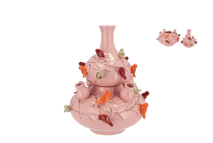 Bird Vase Light Pink Bubbles 28x32cm