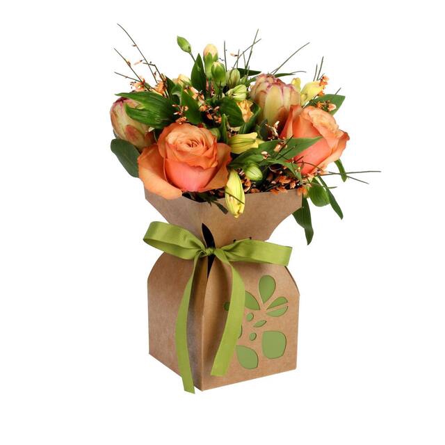 <h4>Vase basic decoration carton+ribbon11,5xH21cm gr.</h4>