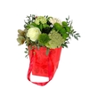 Bag Floral cardboard 16x12xH18cm red