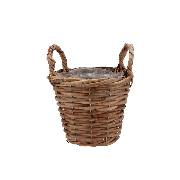 <h4>Rattan Basket Pot Round +ears 17x14cm</h4>