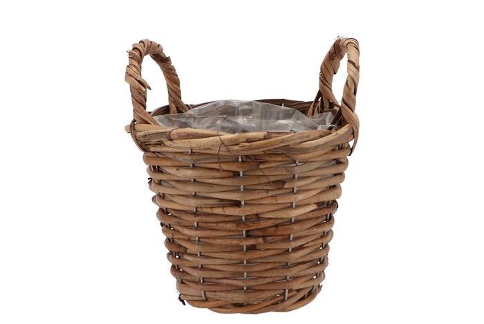 <h4>Rattan Basket Pot Round +ears 17x14cm</h4>