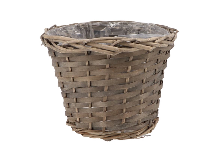 <h4>Wicker Basket Pot Round Grey 22x18cm</h4>