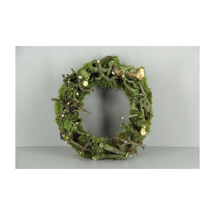 <h4>Wreath Pear Wood / Moss 50cm</h4>