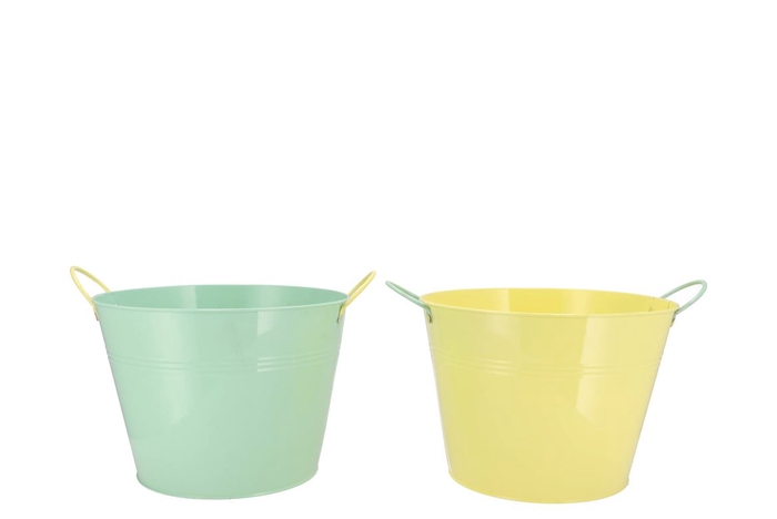 <h4>Zinc Basic Pastel Green/yellow Ears Bucket 23x18cm</h4>
