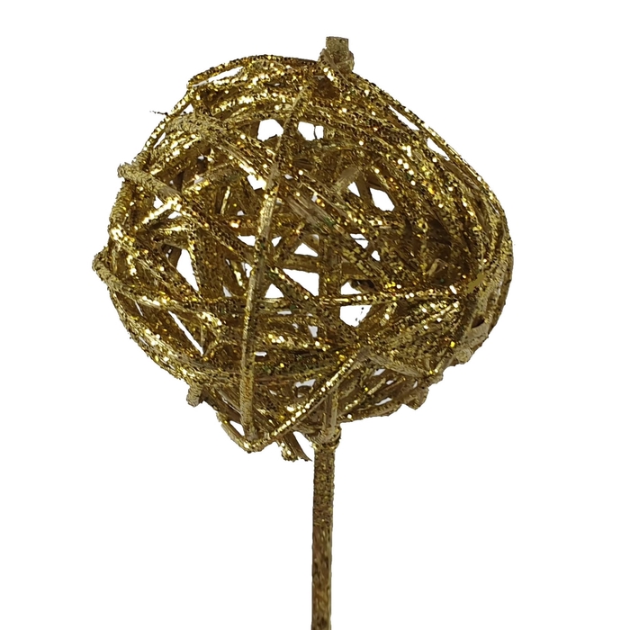 Bruce ball 5cm on stem Gold with glitter