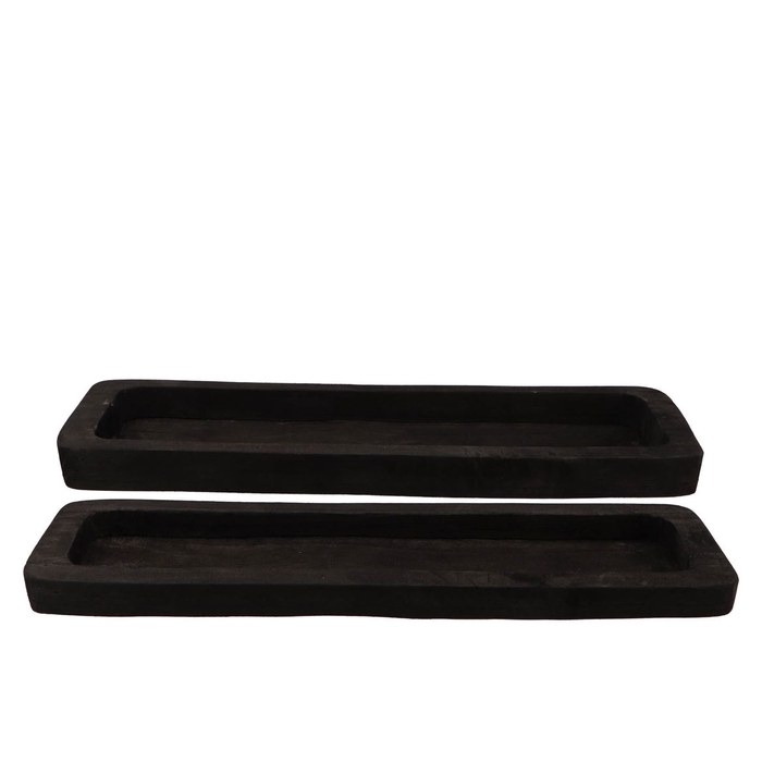 <h4>Wood Black Tray Rectangle 55x21x4cm S/2 Nm</h4>