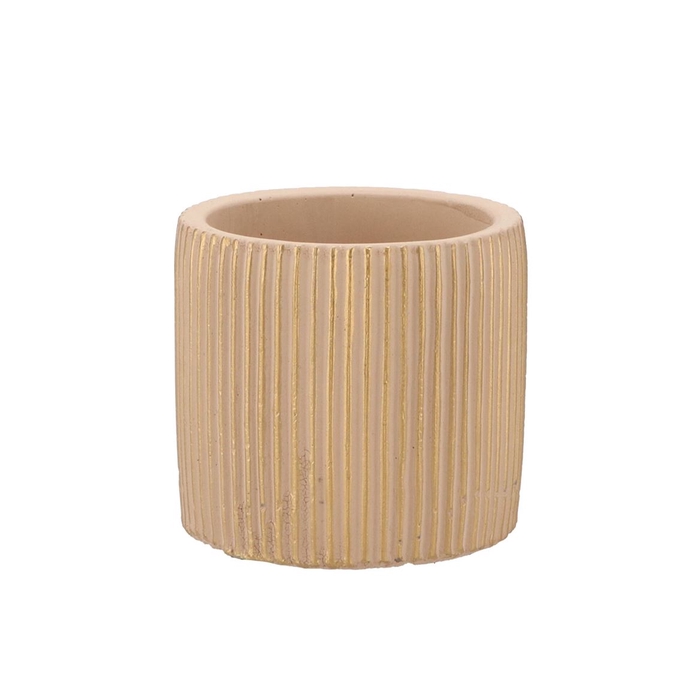 <h4>Stripes Sand Gold Cylinder Pot 11x10cm Nm</h4>