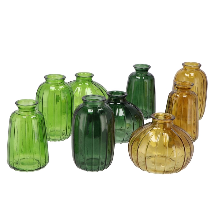 <h4>Dayah Forest Green Glass Bottle S/3 7x11cm</h4>