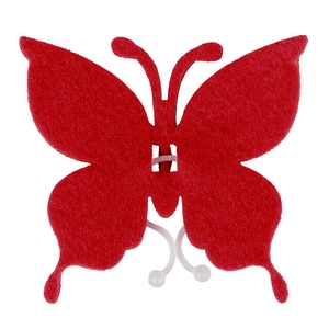 Butterfly felt 8x8,5cm + clip red