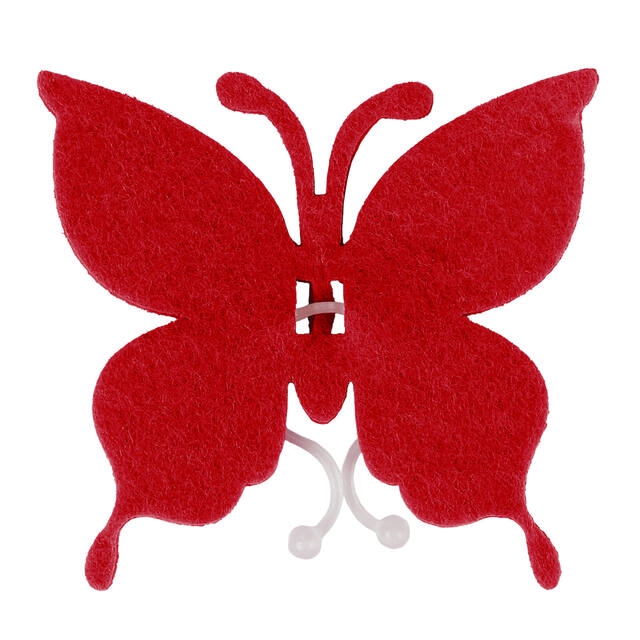 <h4>Butterfly felt 8x8,5cm + clip red</h4>
