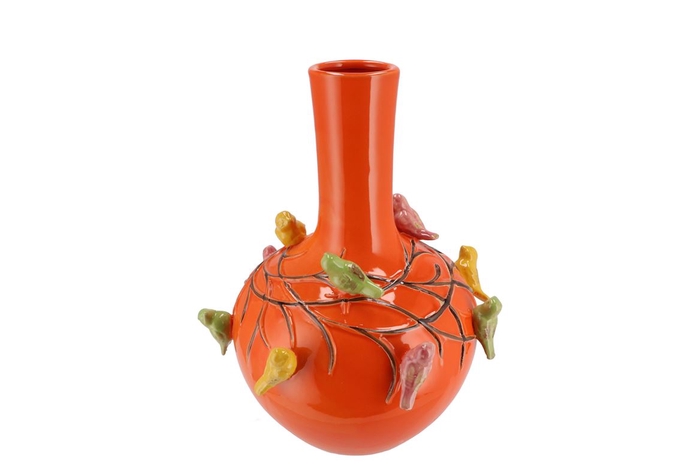 Bird Vase Orange Tube 20x25cm