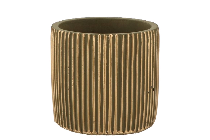 <h4>Stripes Green Gold Cylinder Pot 13x13cm Nm</h4>