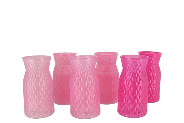 Diamond Pink Mix Vase Ass 12x16cm Nm
