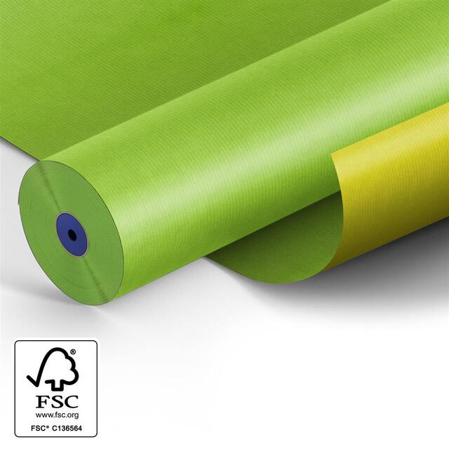 Paper 60cm kraft 50g white fond yellow/green 400m.