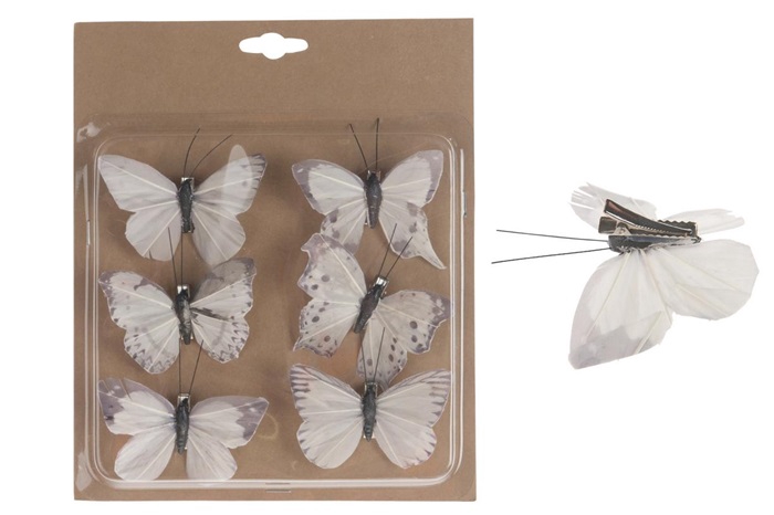 BUTTERFLY WITH CLIP ARTIFICIAL 8CM 6PCS