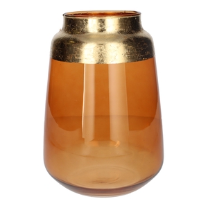 DF02-666003400 - Vase Rosie d10.4/17xh24.2 brown transp/gold
