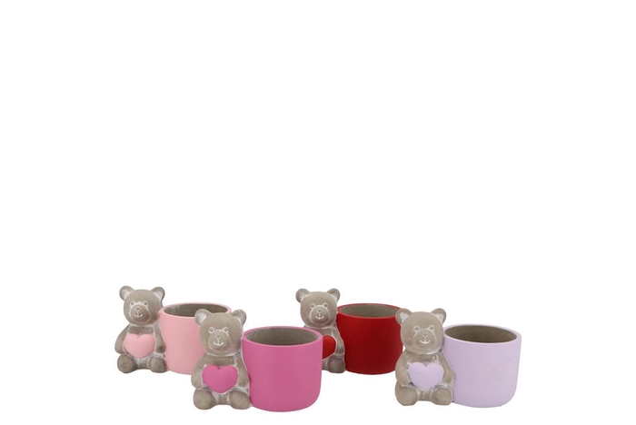 Bear Hearts Pink/red/lila Pot Ass 13x8x8