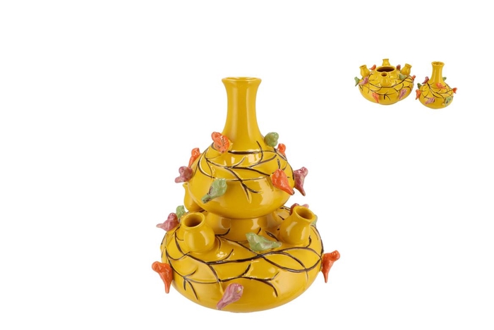 Bird Vase Yellow Bubbles 23x25cm